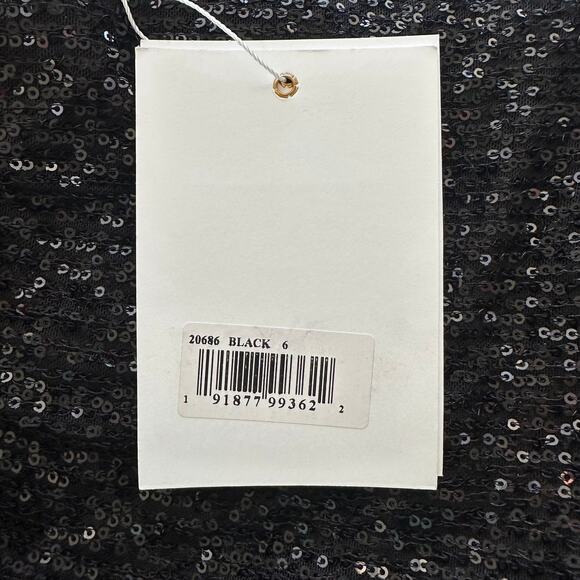 Mac Duggal One Shoulder Sequin Mini Dress Sheer Bustier Side Drape Black 20686 - Picture 8 of 16